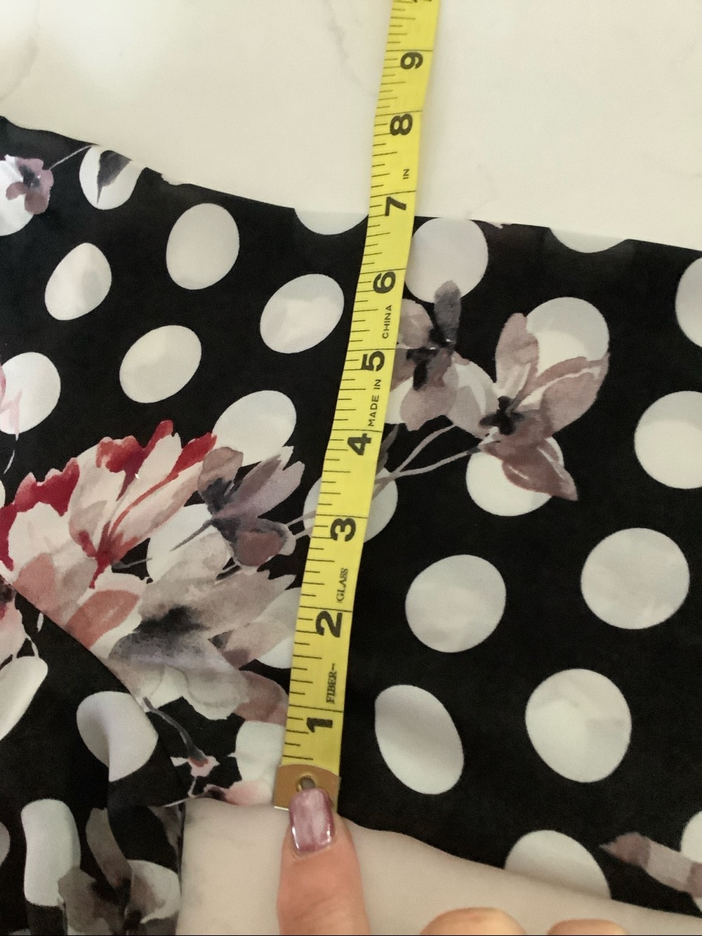 Rose & Olive Black Polka Dot Floral V-Neck Blouse size XL - Picture 6 of 7